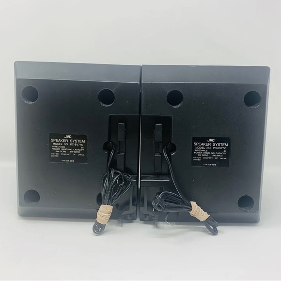 Vtg JVC Bookshelf 4'' Black Speakers PC-BV77K Boombox Bass Quality Tested x2 - Picture 6 of 11